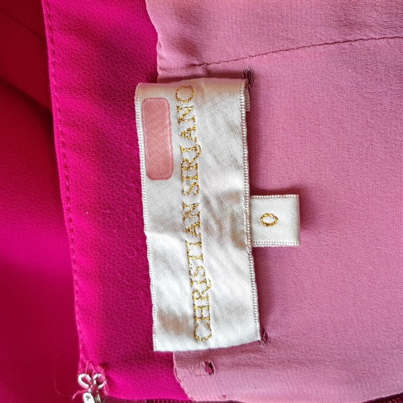 Christian Siriano - Asymmetrical Pink Shoulder Tie Midi Dress (Pink/Orange) - Picture 8 of 9